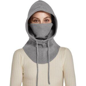 Women Winter Hats Winter Face Mask Ski Mask Warm Face Cover Neck Warmer Grey